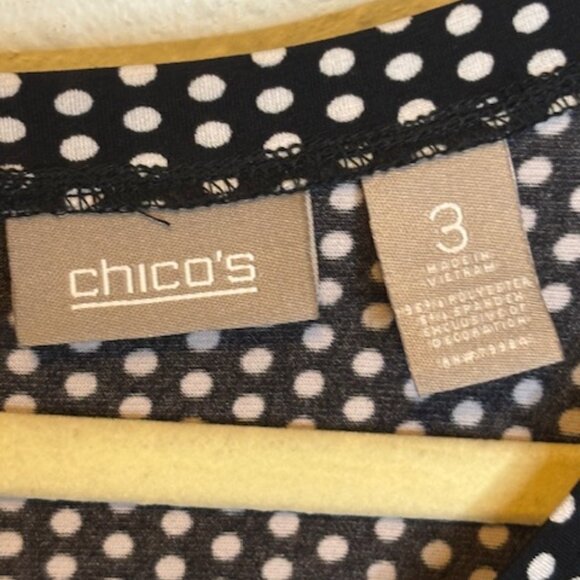 Chico's Blouse Women's Size XL Polka Dots Office Black White Chicos 3 - Picture 3 of 3